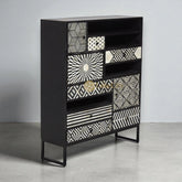 Bone Inlay Ariel Design Cabinet Table Black